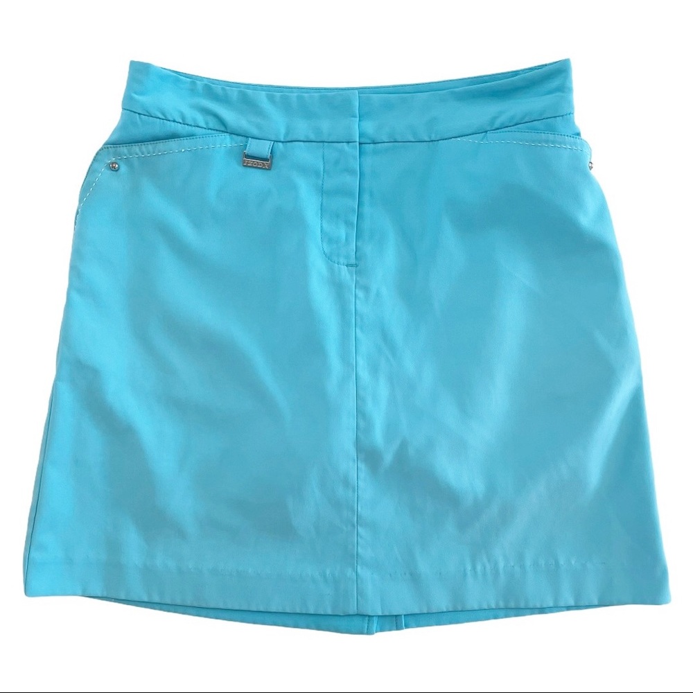 IZOD Cool-FX Tennis Golf Skort Turquoise Blue Stretch Pocket Skirt